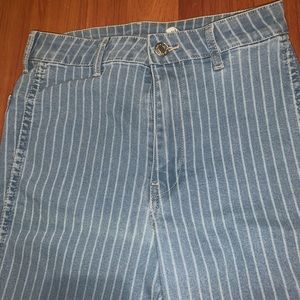 Light wash white stripes jeans